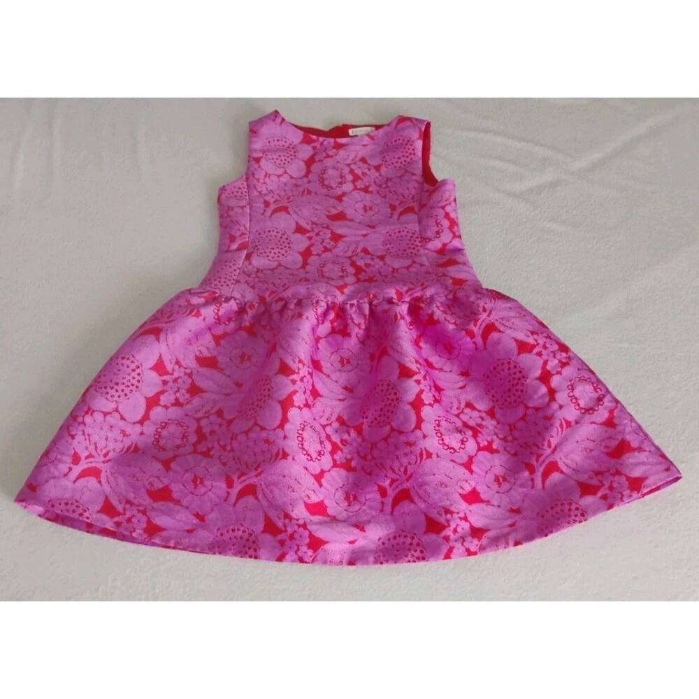 Crewcuts Girls Formal Party Dress Floral Fit & Flare Red Pink Sleeveless Sz 8 EC